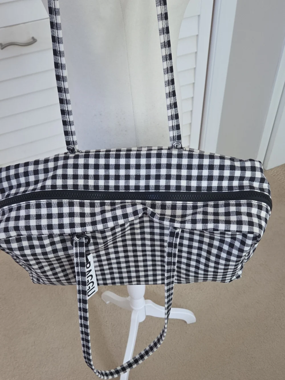 BAGGU Nylon Bowler Bag Gingham - Picture 2 of 4
